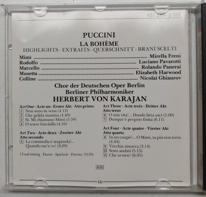 普契尼  PUCCINI   Karajan 卡拉揚 波西米亞人  德壓版 DECCA發行