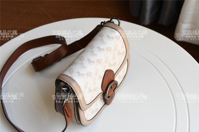 空姐代購 coach 0745 Beat Saddle 新款馬鞍包 馬車logo 印花拼色 單肩斜挎包 翻蓋女包 雙背帶