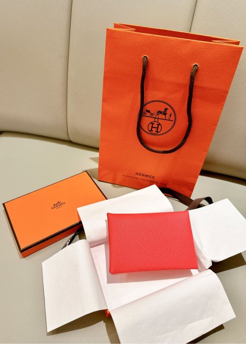 全新羅馬機場購入正品～Hermes 愛馬仕 Calvi VERSO CARD HOLDER 雙色卡包/卡片夾