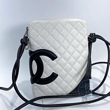 CHANEL 香奈兒 9開 白底黑CC LOGO 康朋 側背包 肩背包 真皮 斜背包 精品包 小香風