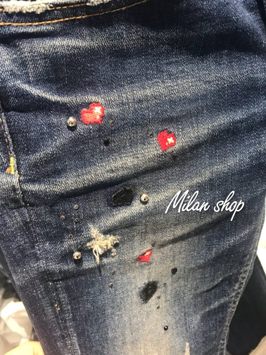 ☆Milan Shop☆網路最低價 正韓Korea推薦款ROD高磅數愛心寶石刺繡微破九分窄管褲S-L$1199(特價)