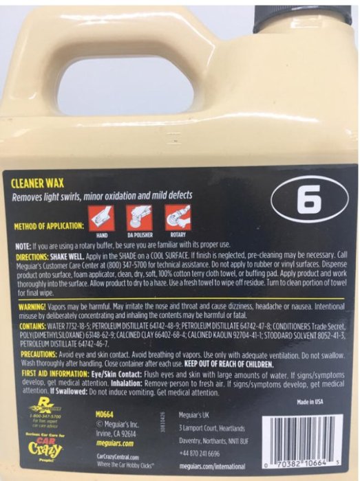 Meguiar's Cleaner Wax M06 - 64 oz