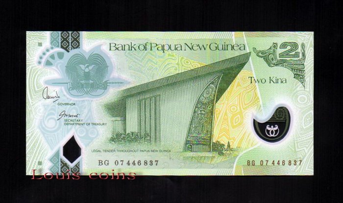 【Louis Coins】B182-PAPUA NEW GU--2007-2014巴布亞新幾內亞塑膠鈔票2 Kina（173）