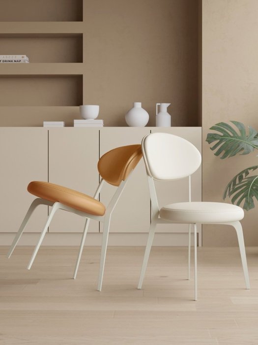 奶油風餐椅餐廳軟包椅子靠背家用簡約代餐桌椅咖啡休閑凳子