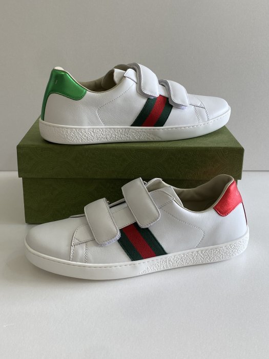 全新 Gucci 經典小白鞋 leather sneaker 大女童 38號 現貨(大人可以穿)