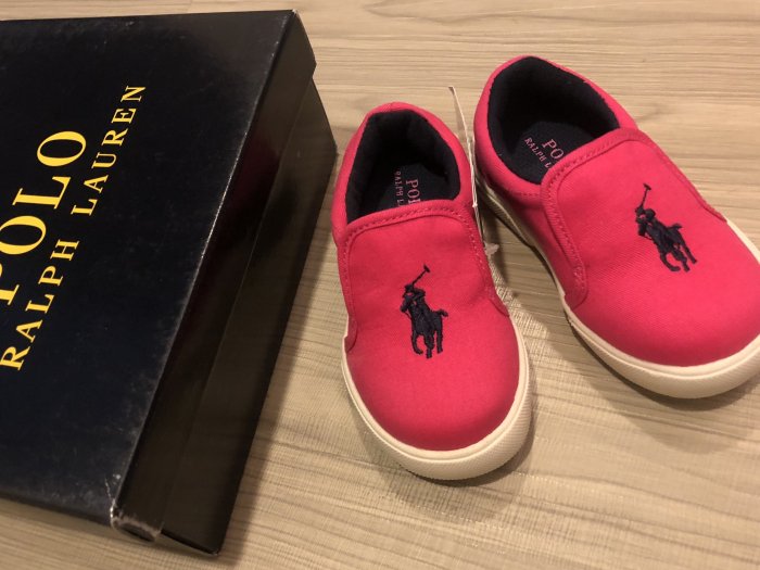 JFK RALPH LAUREN POLO 全新正品 白底 玫紅/藍馬配色 12CM