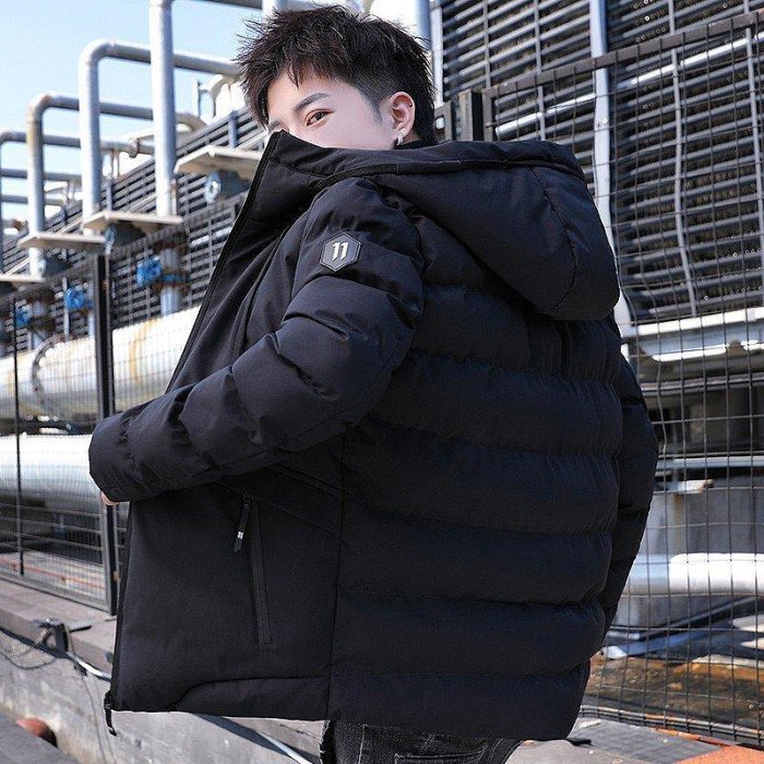 新款推薦 【M-4XL】冬季高品質厚外套男 韓版加棉加厚防風棉質外套 保暖短版棉衣 棉服 鋪棉夾克 大尺碼工裝連帽外套 男生衣著可開發票