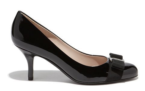 Ferragamo CARLA 55 Pump 蝴蝶結 Pump 中跟鞋 黑漆皮 跟 5 cm 6號