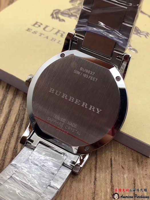 潮牌 Burberry 巴寶莉 英倫風格時尚 立體暗花錶盤 蝴蝶扣情侶對錶 手錶 美國outlet代購-雙喜生活館