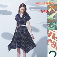 POLISEN聖路加設計師服飾(946-717)格紋圖案裙襬不規則拼接造型雪紡洋裝原價3590元特價898元