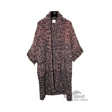 My Closet 二手名牌 Chanel 2014~2015 粉黑色系漸層 雙口袋六分袖 粗針針織長外套