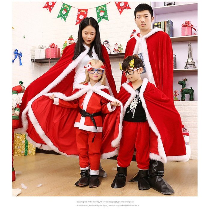 聖誕服成人兒童聖誕節聖誕老人衣服披風鬥篷裝飾-好鄰居百貨