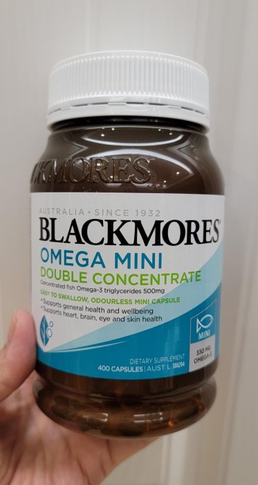 澳洲 Blackmores 澳佳寶去腥味雙倍迷你深海魚油膠囊 400粒