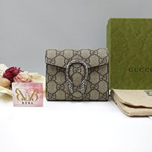 ☆優買二手精品名牌店☆GUCCI 627073 Supreme wallet pvc 咖啡色 酒神 三折 短夾 超新美品