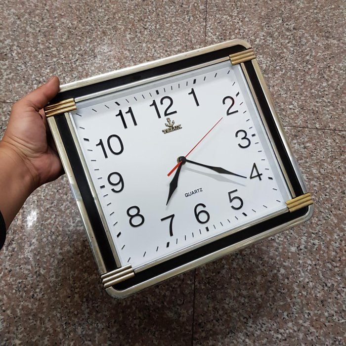 ☆清晰☆方型☆日本 TELUX 鐵力士 時鐘 壁鐘 33*30cm 古典 復古 實用 漂亮 老錶 老鐘