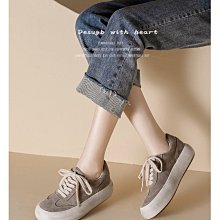 EmmaShop艾購物-韓國同步上新-INS中性復古麂皮厚底休閒鞋/寬版板鞋/休閒鞋