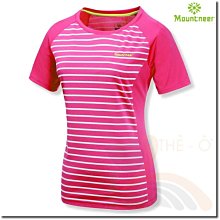 山林 Mountneer 31P18-32 深粉紅 女款條紋透氣排汗條紋T恤 抗UV 「喜樂屋戶外」