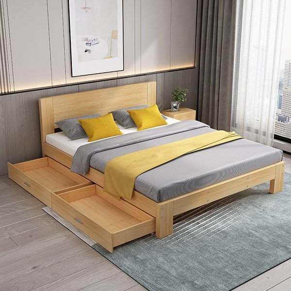 【熱賣下殺】北歐實木床1.8米主臥雙人經濟型現代簡約單人床1.2簡易床架出租屋