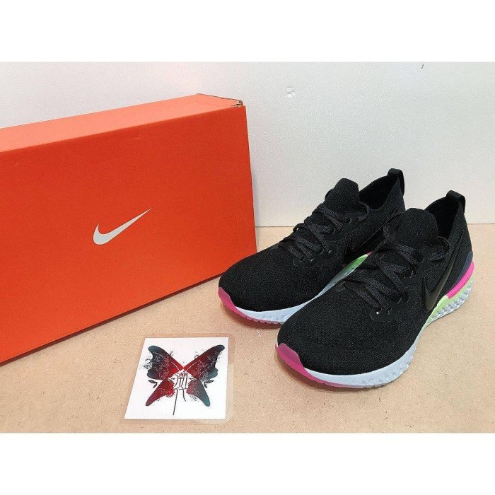 Nike Epic Flyknit 2 黑色 粉綠 編織 輕量 透氣 穿搭 休閒鞋 慢跑鞋 BQ8928-003