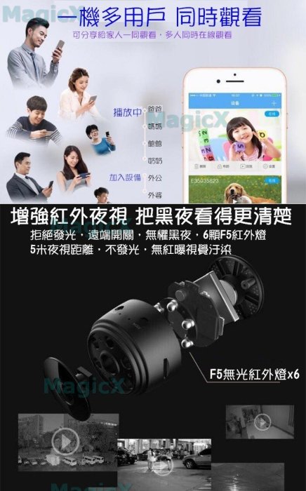 MAX安控-A9微型監視器WiFi Cam監視器iP Cam攝影機 手機遠端監控1080P針孔200萬夜視攝影機