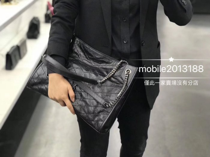 現貨一個 全新正品 SAINT LAURENT YSL NIKI bag 577999 黑色 復古雙鏈條包 大型購物包