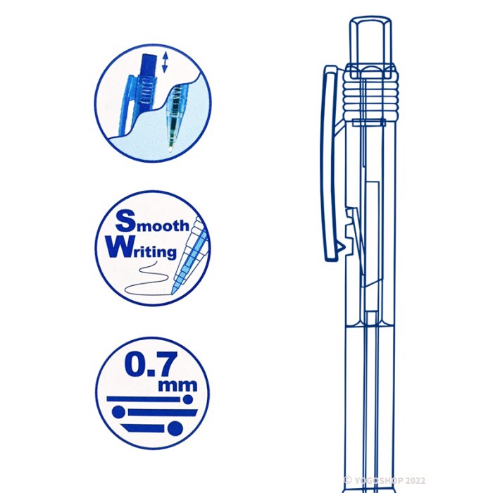 惠佰嘉 HBJ-309 自動原子筆 0.7mm/一支入(促4) 半透明 按壓式原子筆 黑 藍 紅 彈跳式圓珠筆 辦公文具