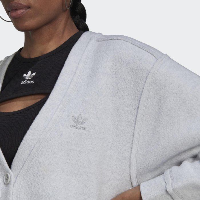 【豬豬老闆】ADIDAS OG CARDIGAN 抓毛絨 開襟 運動外套 女款 黑HL9166 灰HL9165