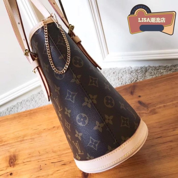 LISA二手 LV LOUIS VUITTON 路易威登 肩背水桶包 M42238 中古子母圓桶包