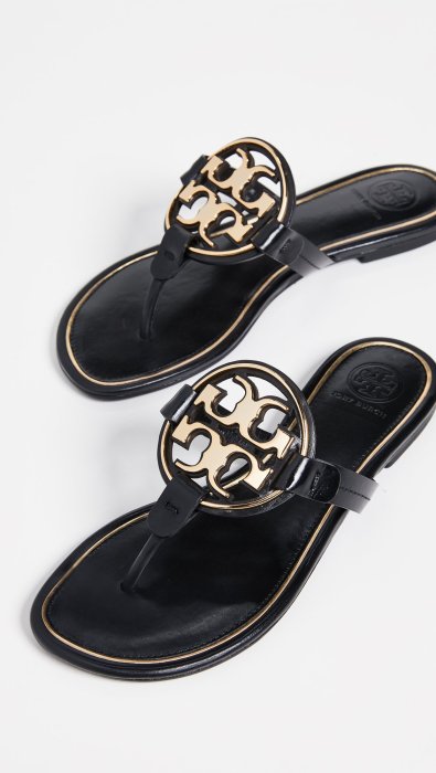 ~The Black Dan Moccani~ [秒殺] Tory Burch Miller 金色logo 人字夾腳拖