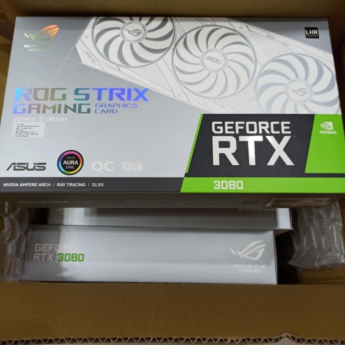 白色佛祖卡-全新華碩ROG RTX3080 10G白色顯示卡就是比原價屋便宜4000元要不要隨便你！你再比啊！竹南科學園區自取價！