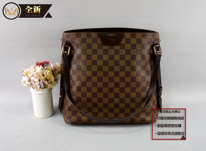 優買二手精品名牌店 LV N41108 咖啡 棋盤 格紋 Neverfull 肩背包 購物包 TOTE Cabas 全新