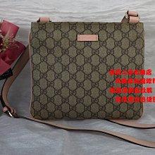 ☆優買二手名牌店☆ GUCCI 201538 粉色 全皮 背帶 防水 PVC 拉鍊 斜背包 護照包 相機包 扁包 郵差包 信封包 記者包