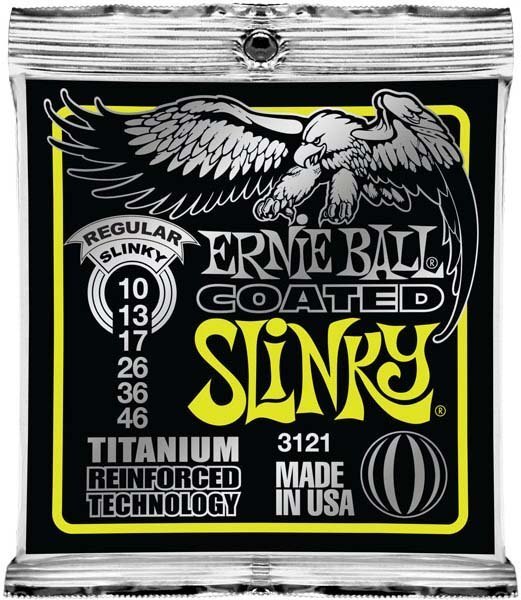 傑禾樂器 ～ERNIE BALL 3121 COATED SLINKY (10-46)電吉他弦（鈦合金包覆）～ 公司貨