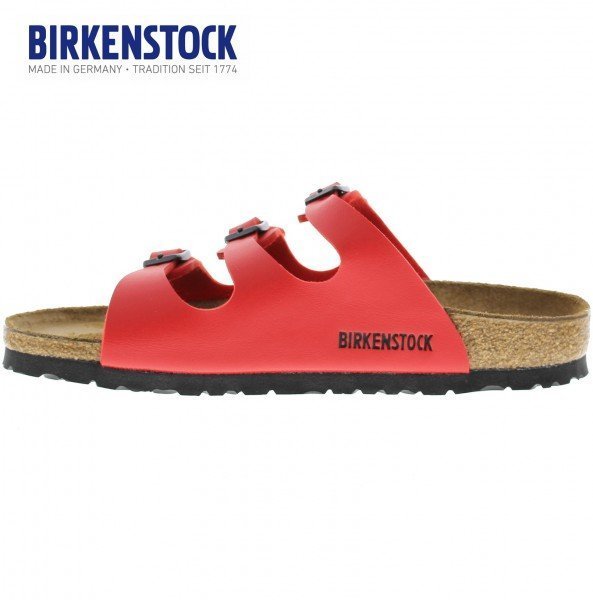 ☆丸子精品舖☆【德國 勃肯Birkenstock Florida 合成皮  三槓拖鞋- 紅色EU 36 38寬版 】現貨