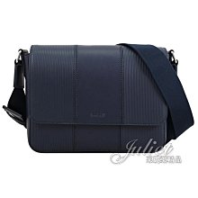 【茱麗葉精品】【全新商品】BALLY 6307855 Lance 烙印LOGO條紋牛皮翻蓋斜背方包.深藍 現貨