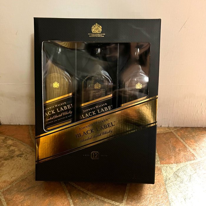 Johnnie Walker Black Label 約翰走路黑牌 威士忌空酒瓶/多用途玻璃空瓶/空洋酒瓶/酒瓶/水瓶（3入）