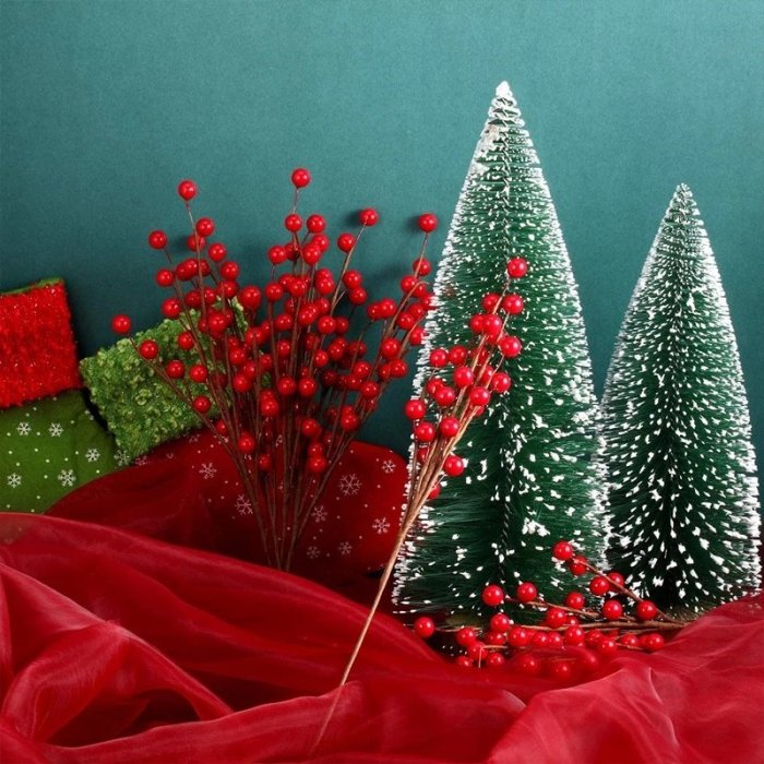 人造聖誕樹松樹樹枝聖誕漿果 / 聖誕節 DIY 花圈裝飾餐桌裝飾品兒童禮物-麥德好服裝包包