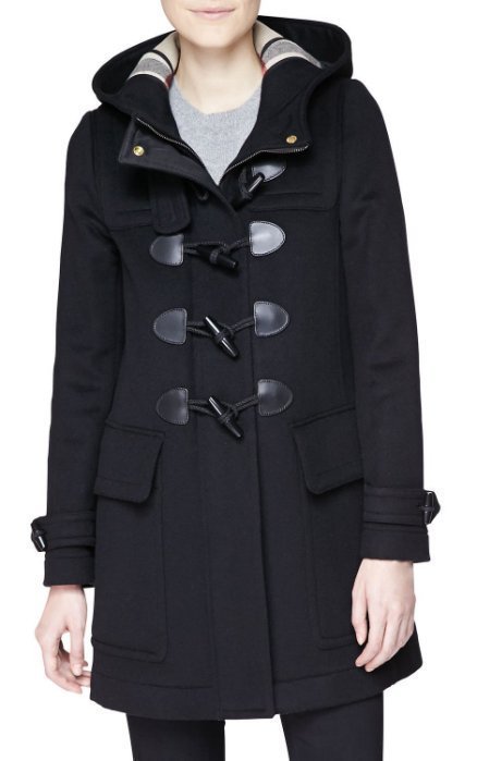 Burberry Brit Hooded Duffle Coat w/Toggles 羊毛4牛角外套 黑