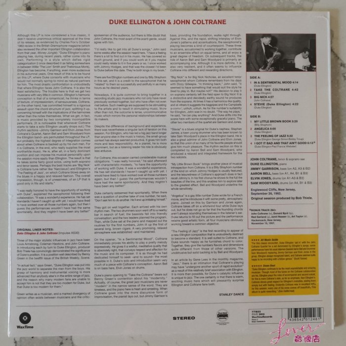 現貨 Duke Ellington John Coltrane 180克發燒版黑膠唱片LP 爵士