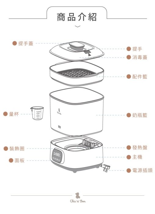 奇哥 智能消毒烘乾機/微電腦全自動/LED觸控（容納8支寬口奶瓶）消毒鍋