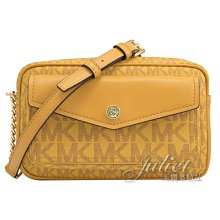 【茱麗葉精品】全新精品 MICHAEL KORS JET SET TRAVEL MK LOGO 印花相機包.姜黃 現貨