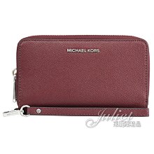 【茱麗葉精品】全新精品 MICHAEL KORS 專櫃商品 JET SET 防刮荔紋皮革手提式中夾.酒紅 現貨