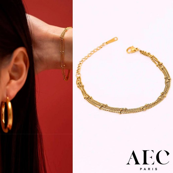 AEC PARIS 巴黎品牌 星辰豆豆手鍊 簡約三層金手鍊 CHAIN BRACELET OPHELIE