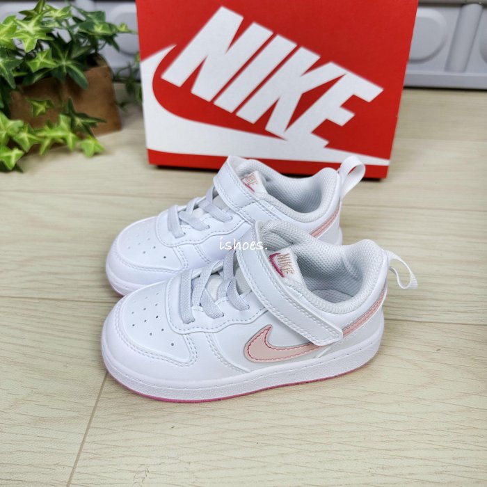 現貨 iShoes正品 Nike Court Borough 小童 白 粉 魔鬼氈 耐吉 童鞋 DV5458-111