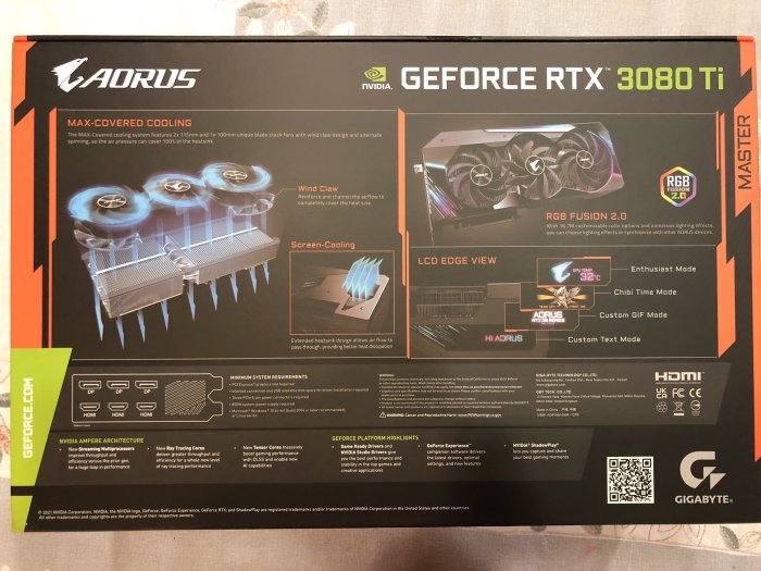 技嘉 AORUS RTX3080TI MASTER 12G顯示卡