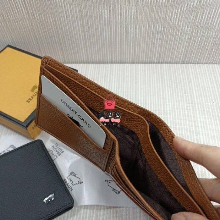 新款 Braun buffel 男士錢包徽標正品牛皮 錢包 皮夾