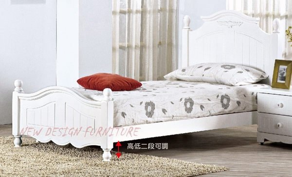 【N D Furniture】台南在地家具-法式鄉村公主風實木雕刻柱兩段調整單人床架/3.5尺床YH