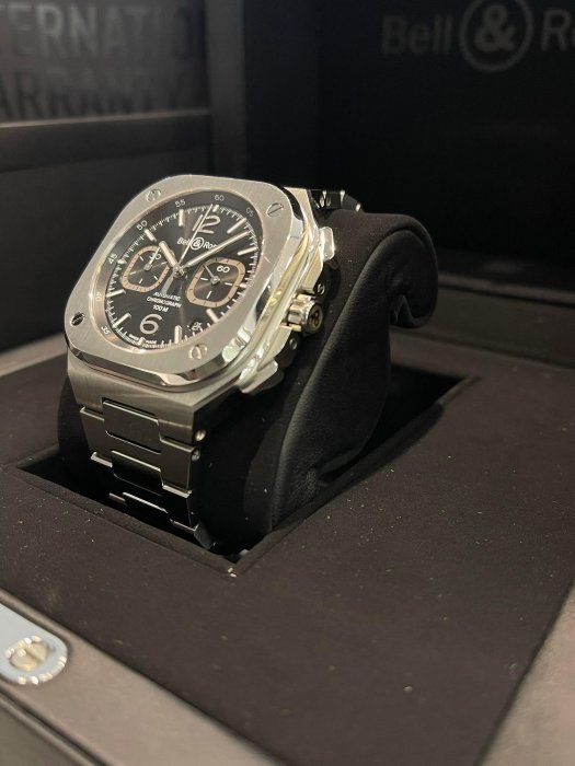 BELL & ROSS  柏萊士  BR 05 CHRONO BLACK STEEL 計時碼錶款BR 05 系列 太陽紋黑色面款