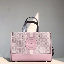 Coach新款C8448 Dempsey 系列女士C logo拼牛皮橫版托特購物包*附購證