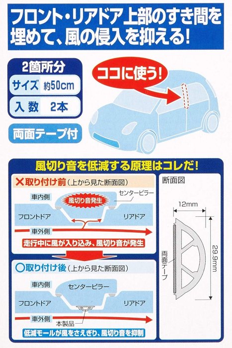 日本 AMON 2653 靜音 B柱隔音膠條 靜音計劃  降噪 車門隔音 邊條【全日空】